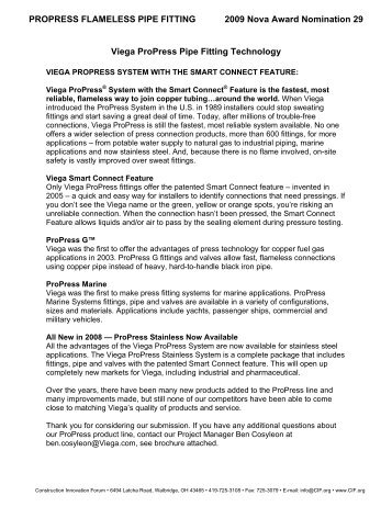 Propress Flameless Pipe Fitting - Construction Innovation Forum