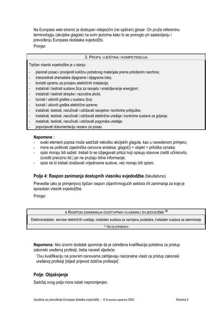 Europass dodatak svjedodÅ¾bi (vidi primjere), nije zamjena za ...