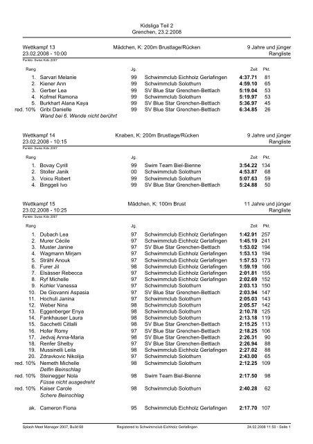 Kidsliga Grenchen 2. Teil - Schwimmclub Solothurn SCSO