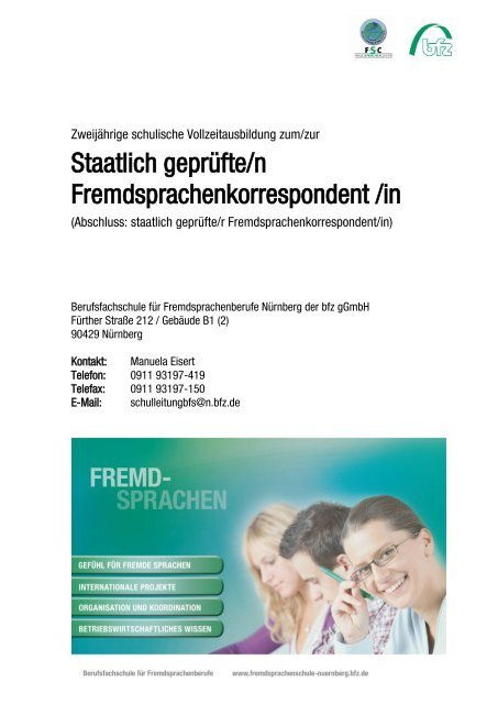 Staatlich geprÃ¼fte/n Fremdsprachenkorrespondent /in - Dienstzeitende