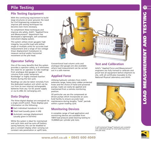 LOAD MEASUREMENT AND TESTING - Arbil Lifting Gear