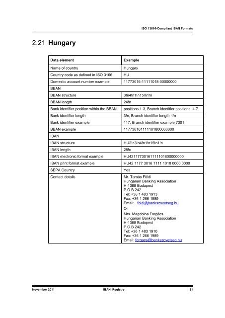 IBAN registry at SWIFT - BMI