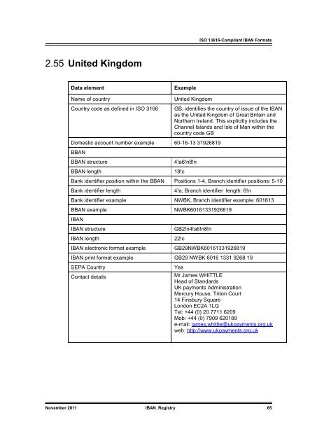 IBAN registry at SWIFT - BMI