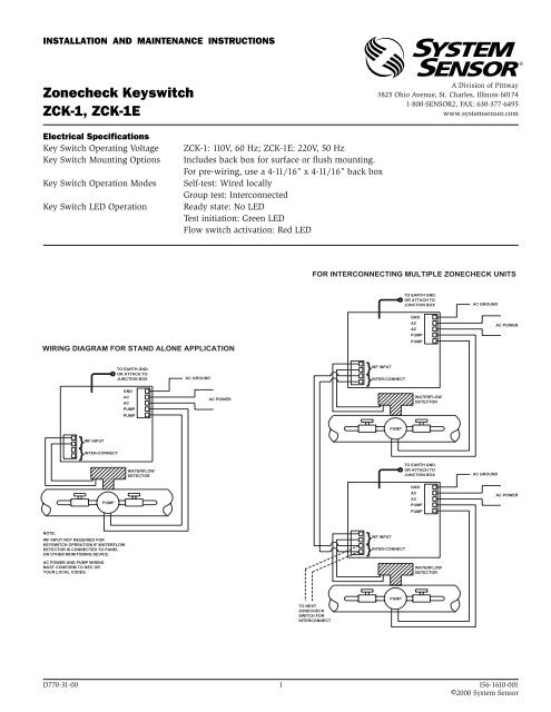 Zonecheck Keyswitch ZCK-1, ZCK-1E