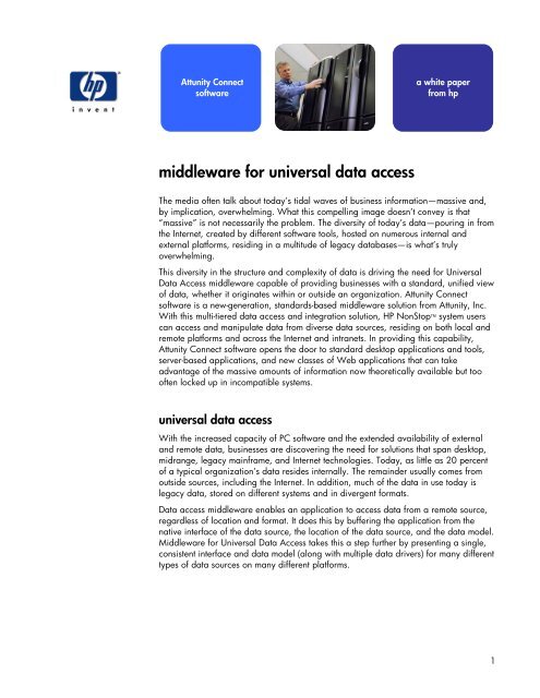 middleware for universal data access - HP Integrity NonStop Servers