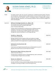 Curriculum Vitae Susan Dana Jones, Ph.D. - BioProcess ...