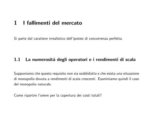 Lucidi Lezioni VI settimana - Dipartimento di Economia e Statistica