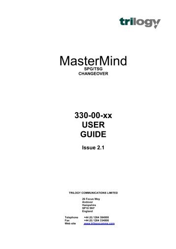 MasterMind Changeover Unit User Guide - Trilogy Communications