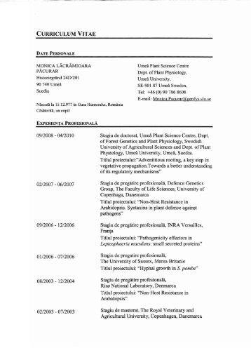 curriculum vitae - USAMV Cluj-Napoca