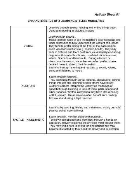 Learning styles - Blueprint - Australian Blueprint for Career ...