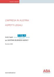 L'IMPRESA IN AUSTRIA ASPETTI LEGALI - ABA - Invest in Austria