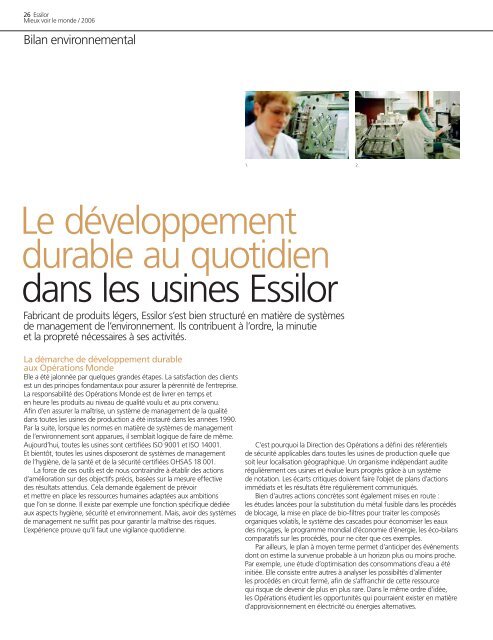 Notre contribution au développement durable - Essilor