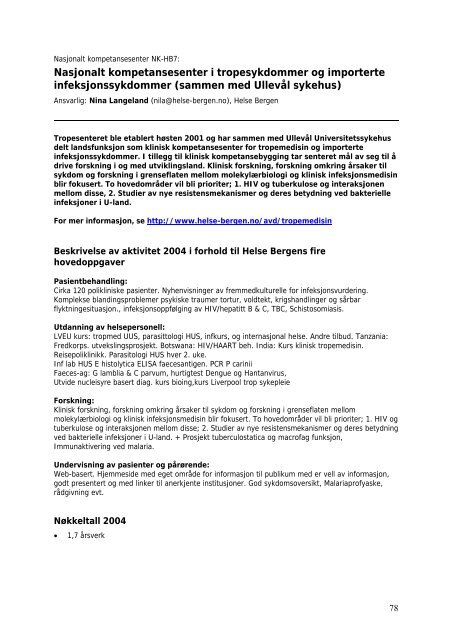 Faglig rapport 2004 - Helse Vest