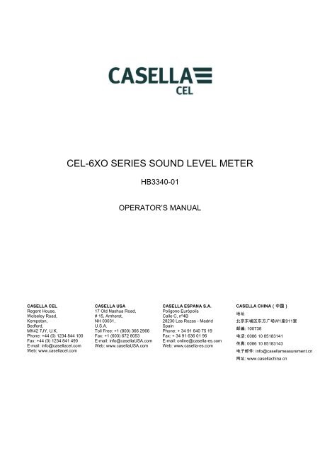 FLEID GUIDE FOR CEL-6XO Series Sound ... - Elma Instruments