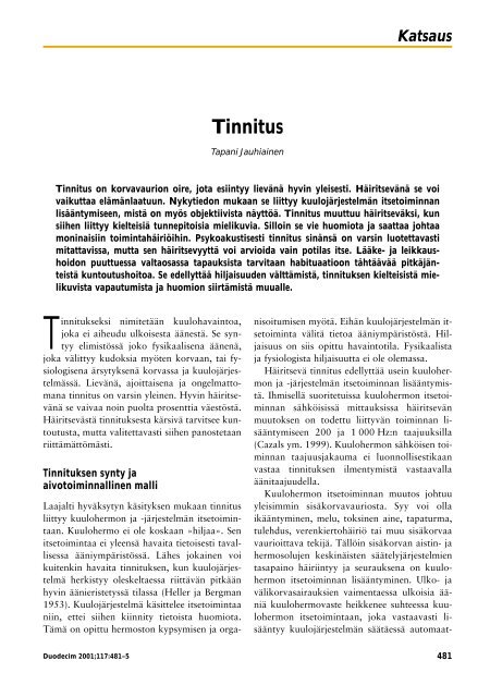Tinnitus - Terveyskirjasto
