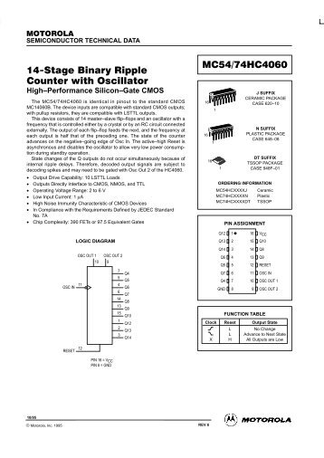 14-Stage Binary Ripple Counter with Oscillator MC54 ... - Datasheets