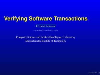 Non-blocking Transactions - MIT LCS Theory of Computation Group