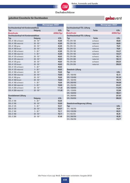 Technische Preisliste Kapitel 06 - 2013/06