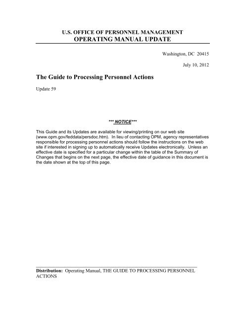 OPERATING MANUAL UPDATE The Guide to Processing - Office of ...