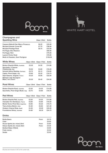 Champagnes and Sparkling Wine White Wines ... - White Hart Hotel