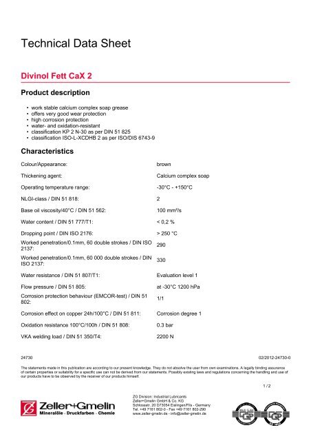 Divinol Fett CaX 2 - Zeller+Gmelin GmbH