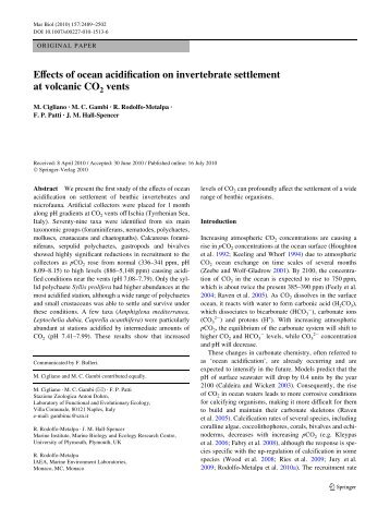 Effects of ocean acidification on invertebrate ... - ResearchGate