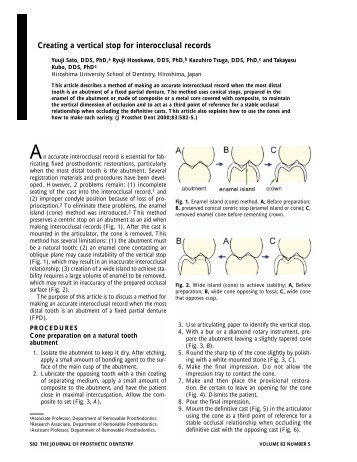 Creating a vertical stop for interocclusal records - Dental-Revue