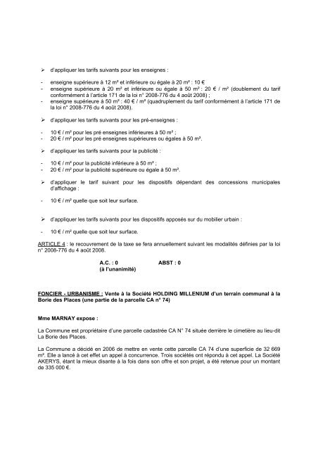 Conseil Municipal - 25 juin 2009 - Villefranche-de-Rouergue