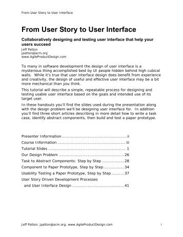From User Story to User Interface - Jeff Patton