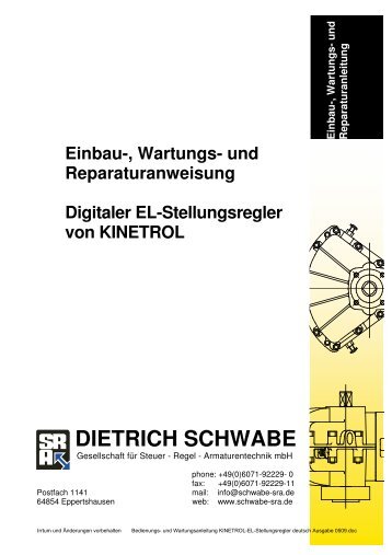 Betriebsanleitung KINETROL-EL-Stellungsregler - Schwabe