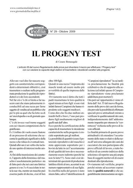 Progeny Test Example IL PROGENY TEST - Giornaledellacinofilia.it