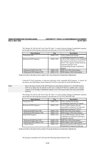 Centricity PACS Version 1.0 CONFORMANCE STATEMENT for ...