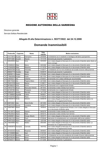 Allegato B - Domande inammissibili [file.pdf] - Regione Autonoma ...