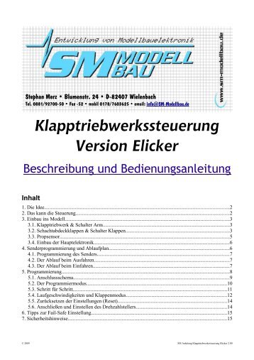 SM Anleitung Klapptriebwerkssteuerung Elicker 2.00 - SM-Modellbau