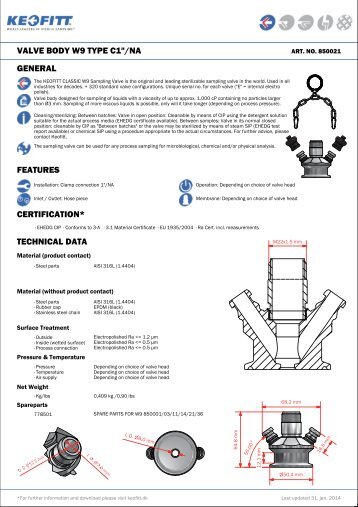 valve body w9 type c1"/na general features certification ... - Keofitt