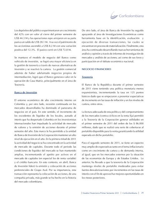 Informe de Gestión 1er semestre 2011 parte1.indd - Corficolombiana