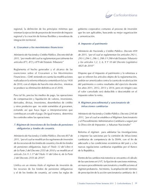 Informe de Gestión 1er semestre 2011 parte1.indd - Corficolombiana