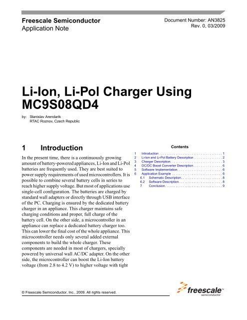 Li-Ion, Li-Pol Charger Using MC9S08QD4 - Freescale