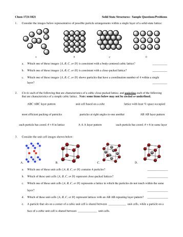 Solid State Structures: Sample Questions/Problems