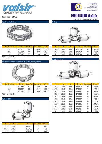 Cenik Valsir & Mixal Veljavnost cenika od 01.02.2011 ... - Ekofluid