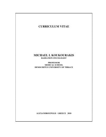 CURRICULUM VITAE MICHAEL I. KOUKOURAKIS