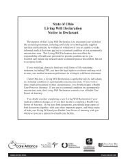 State of Ohio Living Will Declaration Notice to Declarant