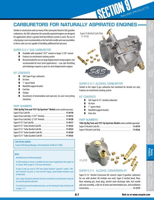 ENGINES 9-2 FUEL SYSTEMS 9-6 TOP END 9-20 ... - S&S Cycle