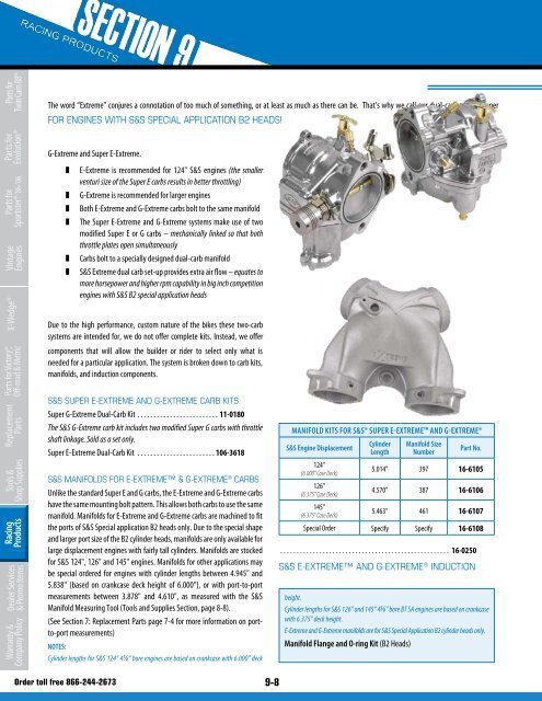 ENGINES 9-2 FUEL SYSTEMS 9-6 TOP END 9-20 ... - S&S Cycle