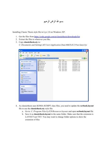 Installing Classic Thesis style file in Lyx 2.0 on Windows XP