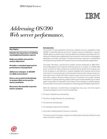 Addressing OS/390 Web server performance. - IBM