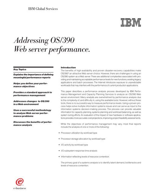 Addressing OS/390 Web server performance. - IBM