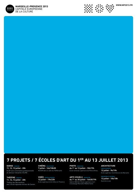 7 projets / 7 Ã©coles d'art du 1er au 13 juillet 2013 - Marseille ...