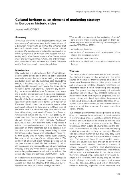 Cultural heritage as an element of marketing strategy in European ...