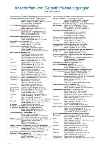 Anschriften von Selbsthilfevereinigungen